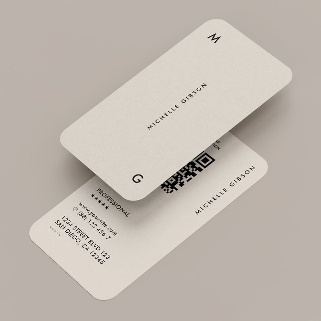 Cartão De Visita QR de Areia Profissional Moderna Mínima e Simples (Minimal Simple Modern Professional Sand QR Business Card
)