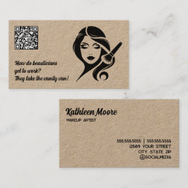 Cartão De Visita QR de Maquiagem de Esteticista Engraçado
