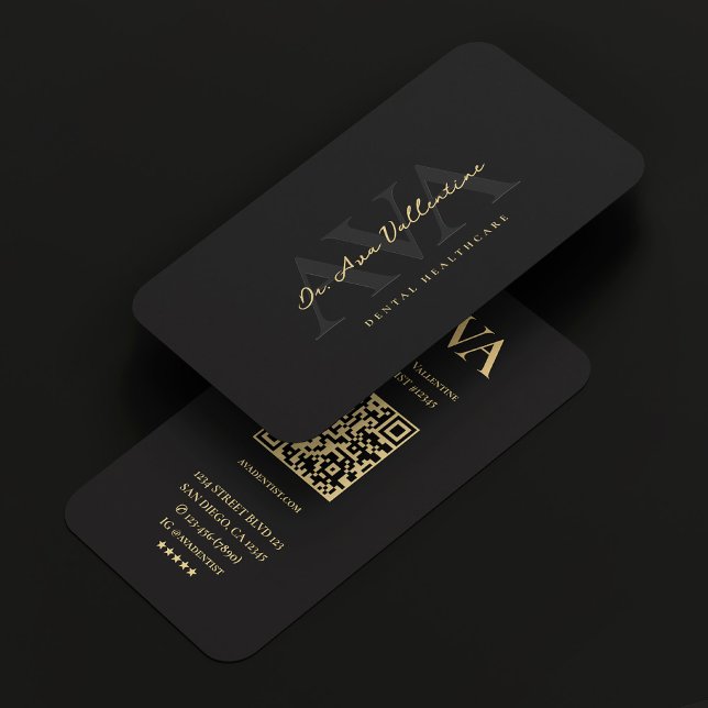 Cartão De Visita QR de Script Preto Profissional Moderno Minimalist (Minimalist Modern Professional Black Script QR Business Card
)