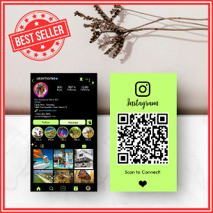 Cartão De Visita QR do Instagram do Corretor Verde Lima Vibrante