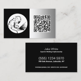Cartão De Visita QR do Metal Preto Preto Personalizado do Soldador 