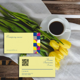 Cartão de Visita QR Geométrico Abstrato Amarelo Fú