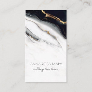 Cartão De Visita *~* QR Luxe Agate Black Dourado Glam AP66