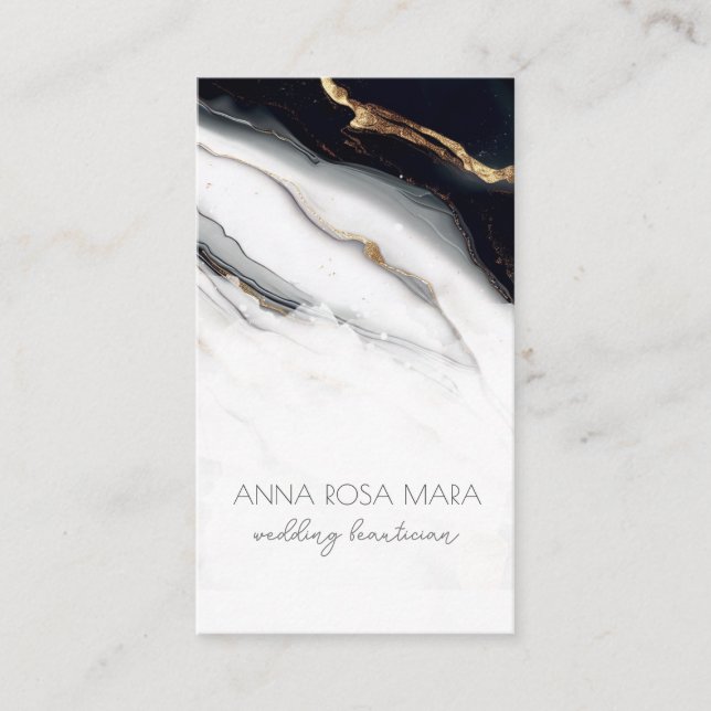 Cartão De Visita *~* QR Luxe Agate Black Dourado Glam AP66 (Frente)