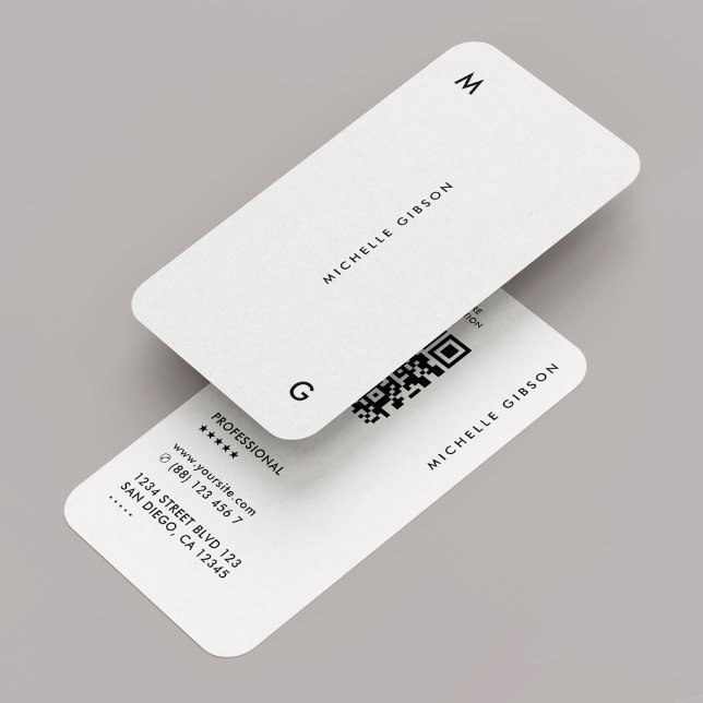 Cartão De Visita QR Mínimo Moderno e Simples (Minimal Modern Simple White Professional QR Business Card
)
