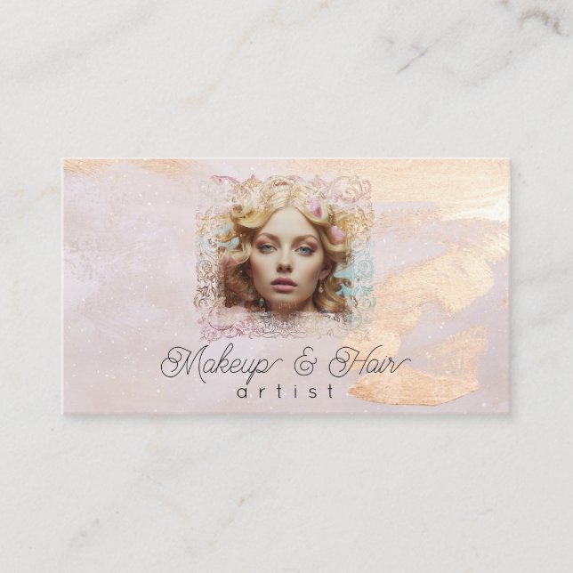 Cartão De Visita *~* QR Mulheres Garotas Pêssego Pêssego Pastel Bei (Frente)