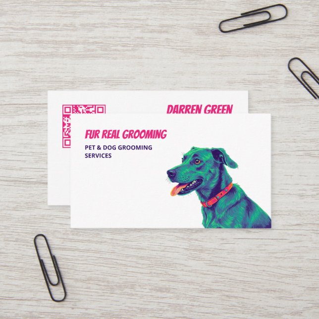 Cartão De Visita QR Personalizado de Agrupamento de Cães (Frente/Verso In Situ)