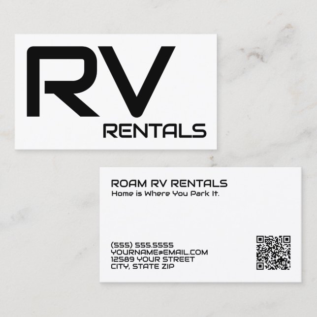 Cartão De Visita QR Personalizado de aluguel RV 🚐 (Frente/Verso)