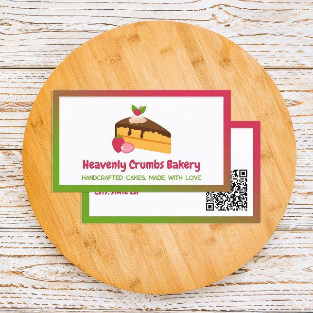 Cartão De Visita QR personalizado de Bake casado (Homemade Cake Custom QR Business Cards)
