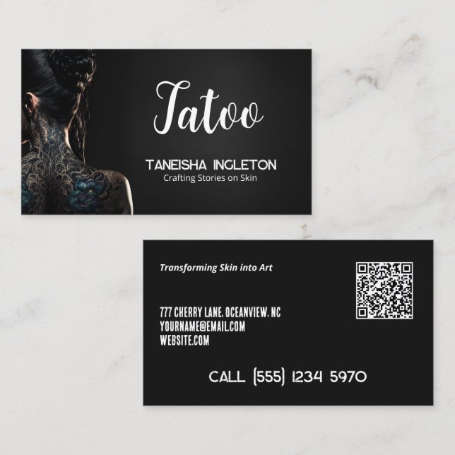 Cartão De Visita QR Personalizado de Compro de Tatuagem (Frente/Verso)
