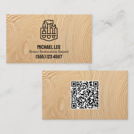 Cartão De Visita QR personalizado de madeira compensada de restaura