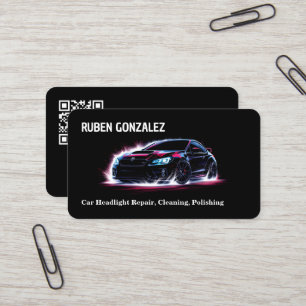 Cartão De Visita QR Personalizado de Restauração de Farol de Carro