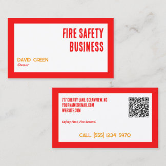 Cartão De Visita QR personalizado de segurança contra incêndio