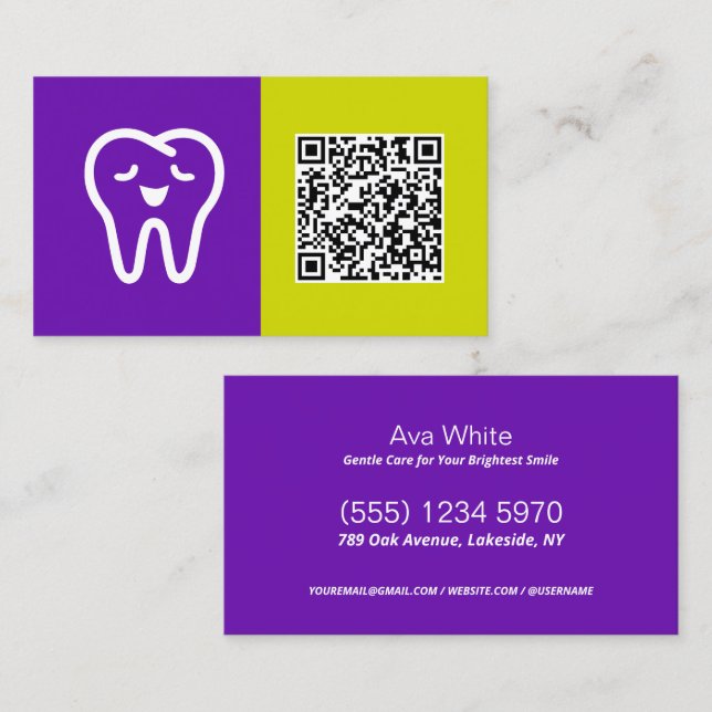 Cartão De Visita QR Personalizado Dental (Frente/Verso)