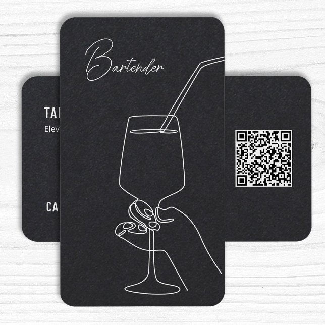 Cartão De Visita QR personalizado do barman profissional (Professional Bartender Custom QR Business Cards)
