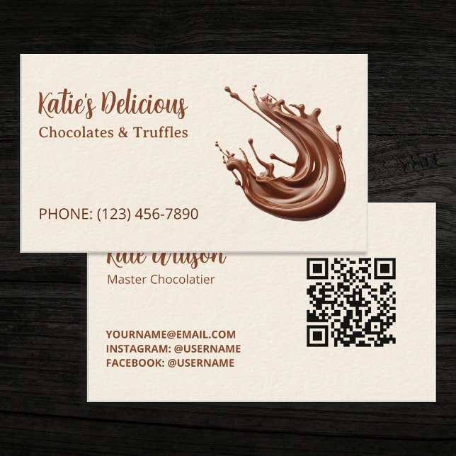 Cartão De Visita QR Personalizado do Chocolatier Mestre (Master Chocolatier Custom QR Business Cards)