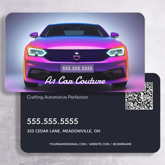Cartão De Visita QR Personalizado do Detalhador Automático 🔝 (Auto Detailer Custom QR Business Cards)