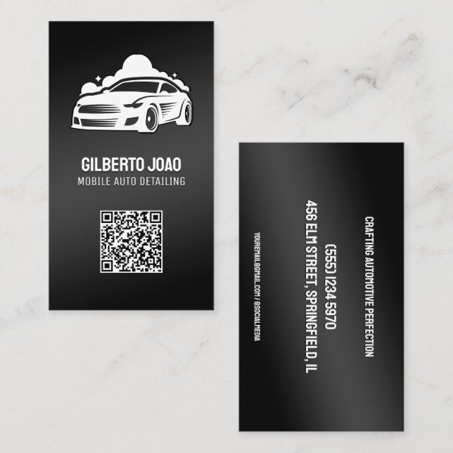Cartão De Visita QR personalizado do detalhador de carro móvel (Frente/Verso)