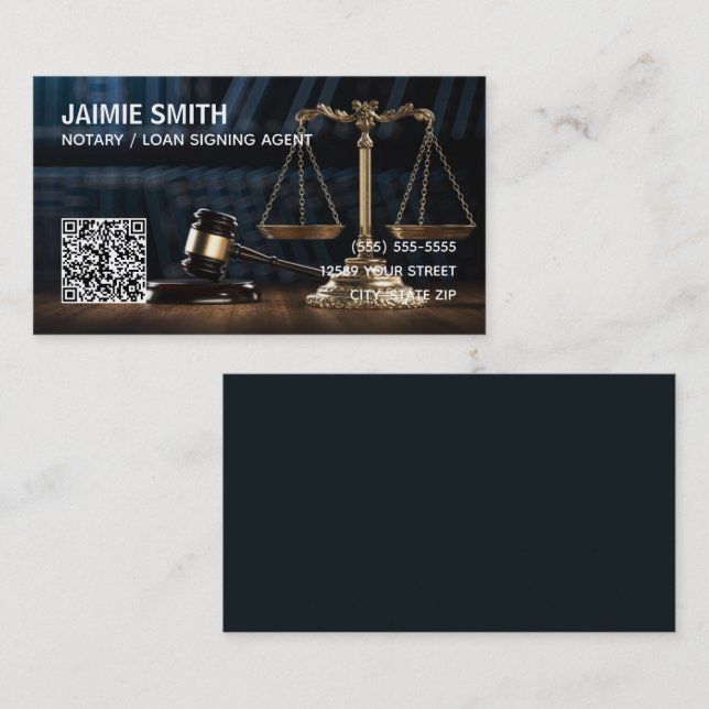 Cartão De Visita QR personalizado notário (Frente/Verso)