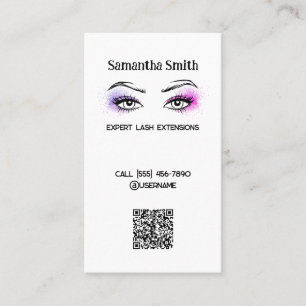 Cartão De Visita QR Personalizado Simples de Extensão Lash