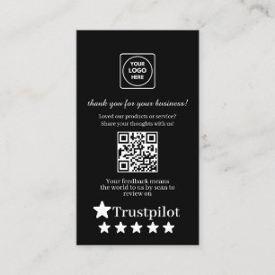 Cartão De Visita QR Preto   Agradecimento Personalizado Trustpilot 