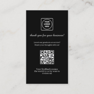 Cartão De Visita QR Preto Link de Feedback de Avaliação de Negóci