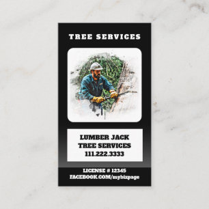 Cartão De Visita *~* QR Tree Services Lumber Jack Man Artístico