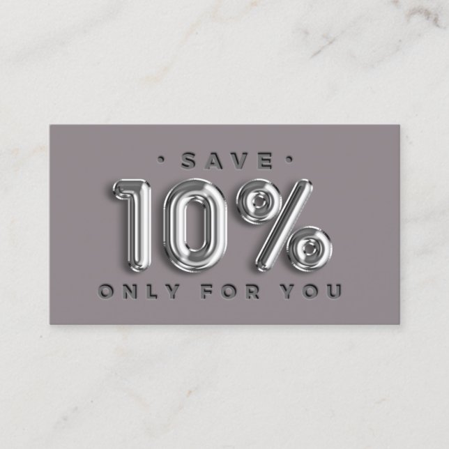 Cartão De Visita QRCODE 10%OFF Desconto Comprar Cinza Silver Online (Frente)