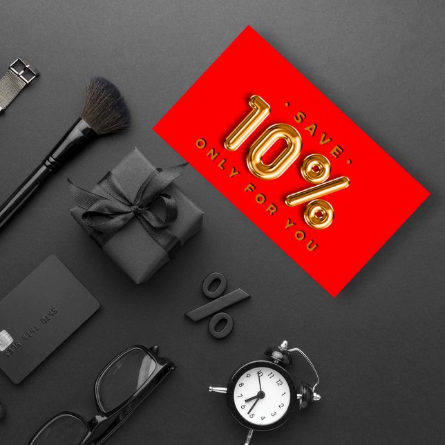 Cartão De Visita QRCODE 10%OFF Desconto Online LojaEtsyRed Dourado (Criador carregado)