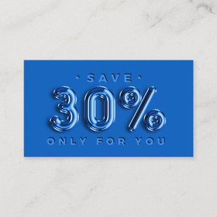 Cartão De Visita QRCODE 30% OFF Desconto Rosa Azul Inserir VIP