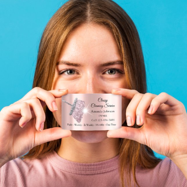 Cartão De Visita QRCODE de Rosa Silver do Serviço de Limpeza Clássi (Criador carregado)