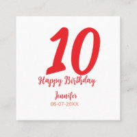 10.º aniversário adicionar nome data ano vermelho