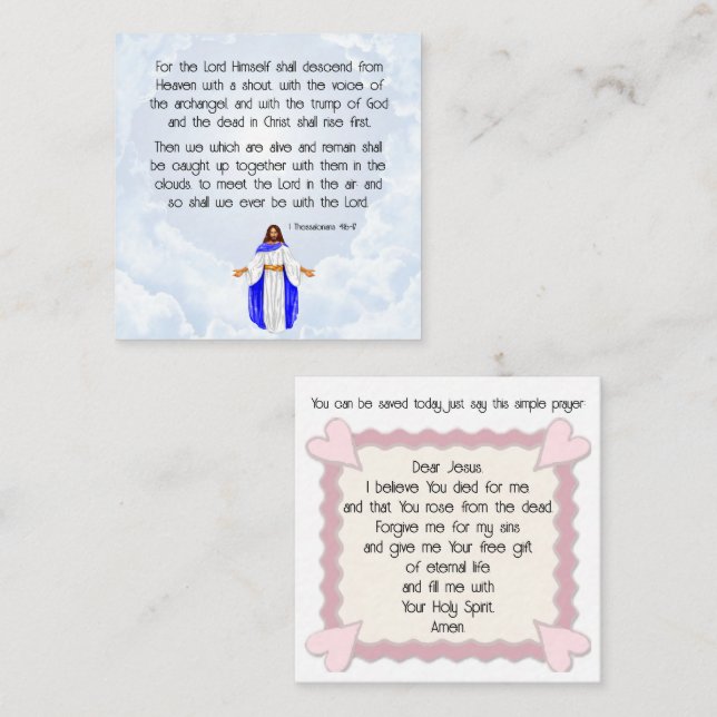 Cartão De Visita Quadrado 1 Thessalonians 4:16-17 Card (Frente/Verso)