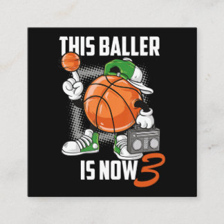 Cartão De Visita Quadrado 3º Aniversário Jogador De Basquete Engraçado, 3 An