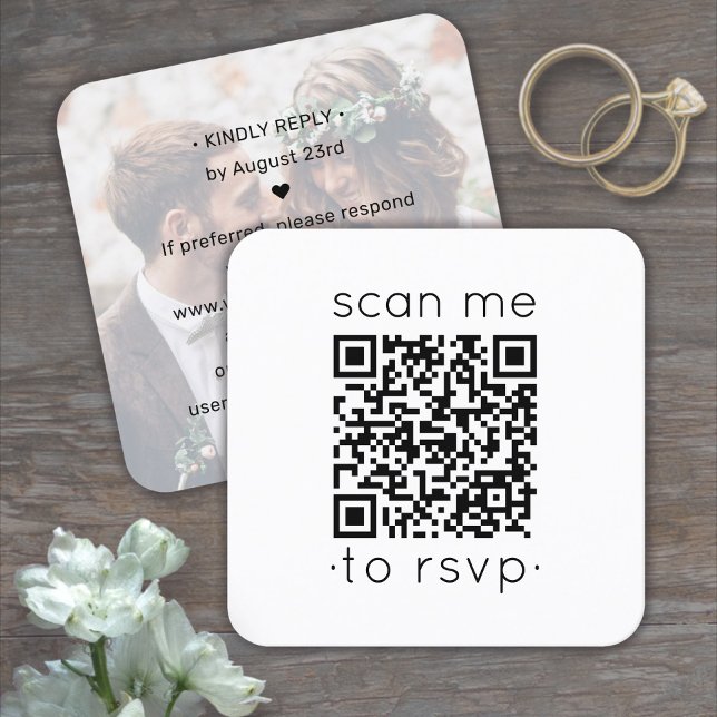 Cartão De Visita Quadrado 50 Pacotes QR RSVP Site de Casamento Enclosure de  (Criador carregado)