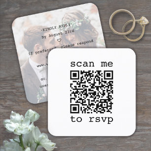 Cartão De Visita Quadrado 50 Unidades de Simples QR RSVP e Enclausura de Fot