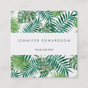 Cartão De Visita Quadrado A aquarela tropical moderna deixa profissional