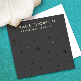 Cartão De Visita Quadrado A Astrologia do Boho Preto Stars Earrando