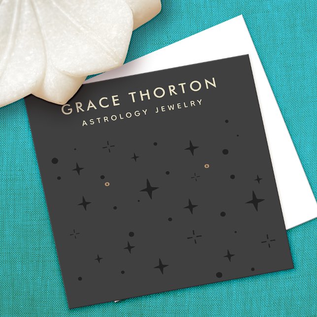 Cartão De Visita Quadrado A Astrologia do Boho Preto Stars Earrando (Criador carregado)