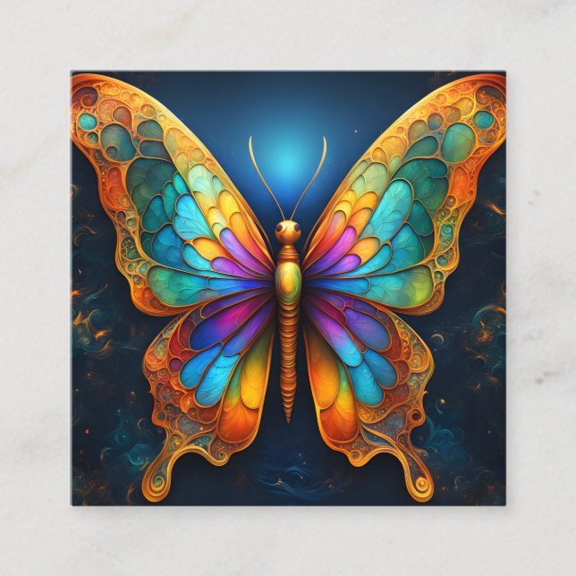 Cartão De Visita Quadrado A borboleta é um detalhe hiperdetalhado, intricada (Frente)