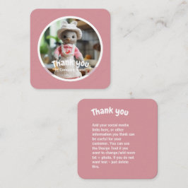 Cartão De Visita Quadrado A cozinha da crochê rosa Obrigado