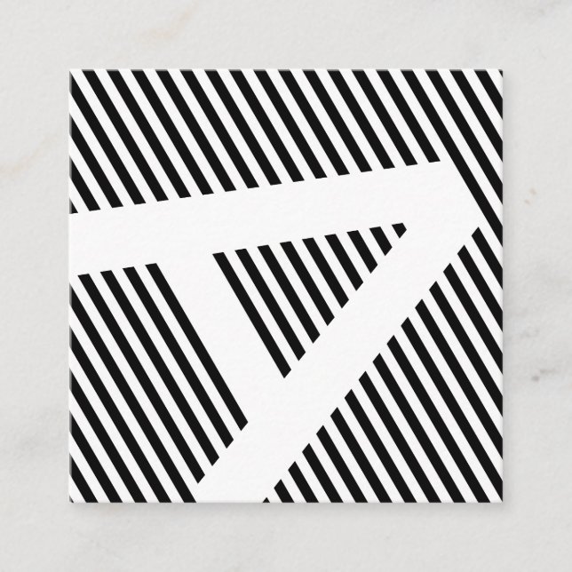 Cartão De Visita Quadrado a diagonal cega preto e branco (Frente)