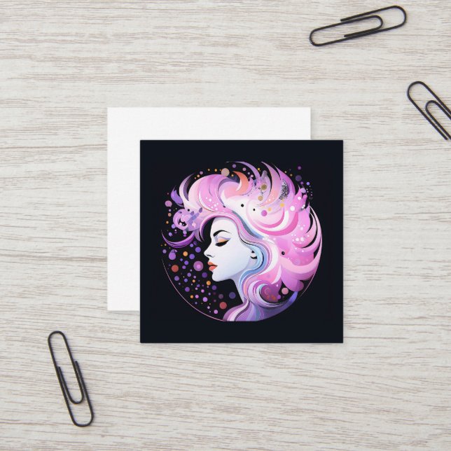 Cartão De Visita Quadrado "A Essência da Elegância" Beleza das Mulheres (Frente/Verso In Situ)