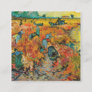 Cartão De Visita Quadrado A Pintura Do Vineyard Vermelho De Vincent Van Gogh