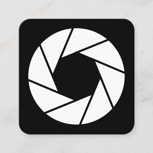 Cartão De Visita Quadrado Abertura - Branco sobre Preto (Frente)