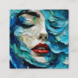 Cartão De Visita Quadrado Abstract art painting female face ocean waves