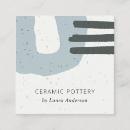 CARTÃO DE VISITA QUADRADO ABSTRACT CHIC CERAMIC TEXTURE GREY BLUE SPECKLED