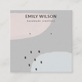 CARTÃO DE VISITA QUADRADO ABSTRATO BLUSH DUSKY BLUE STUD EARRING SQU