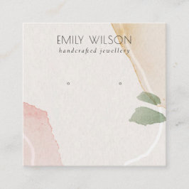 Cartão De Visita Quadrado Abstrato Blush Earthy Green Stud Earring Display