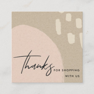 CARTÃO DE VISITA QUADRADO ABSTRATO BLUSH PEACH KRAFT SCANDI OBRIGADO